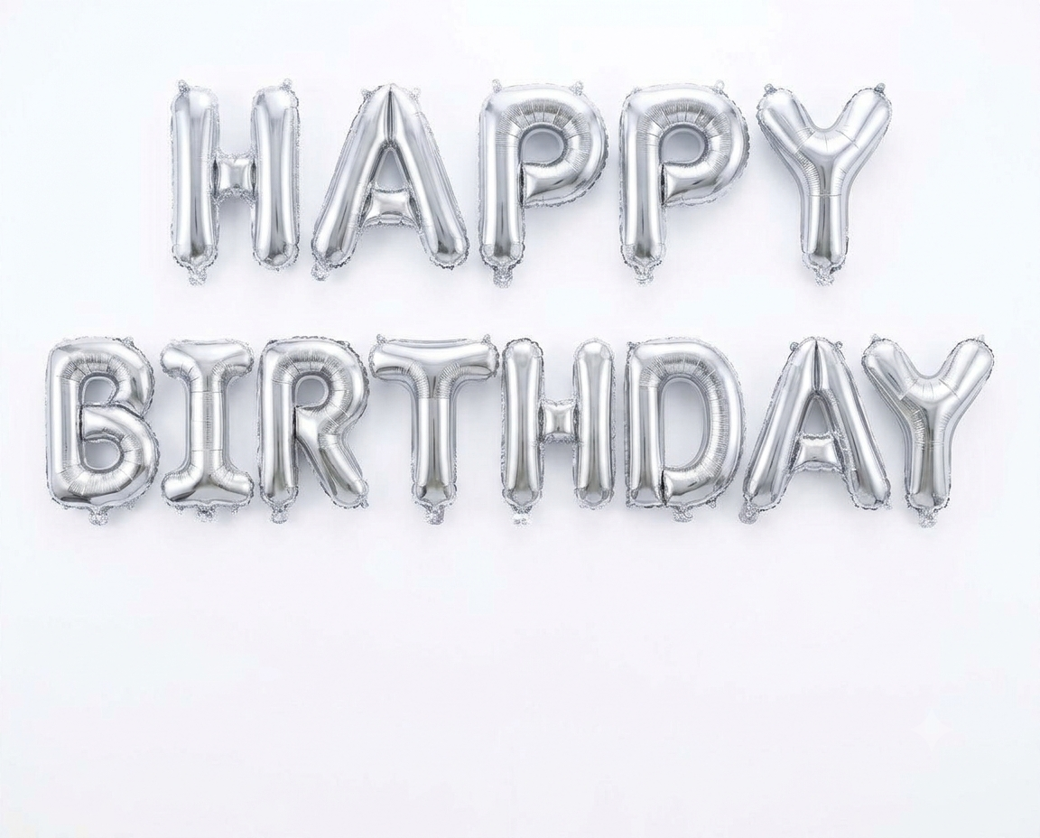 Silver Balloon Happy Birthday