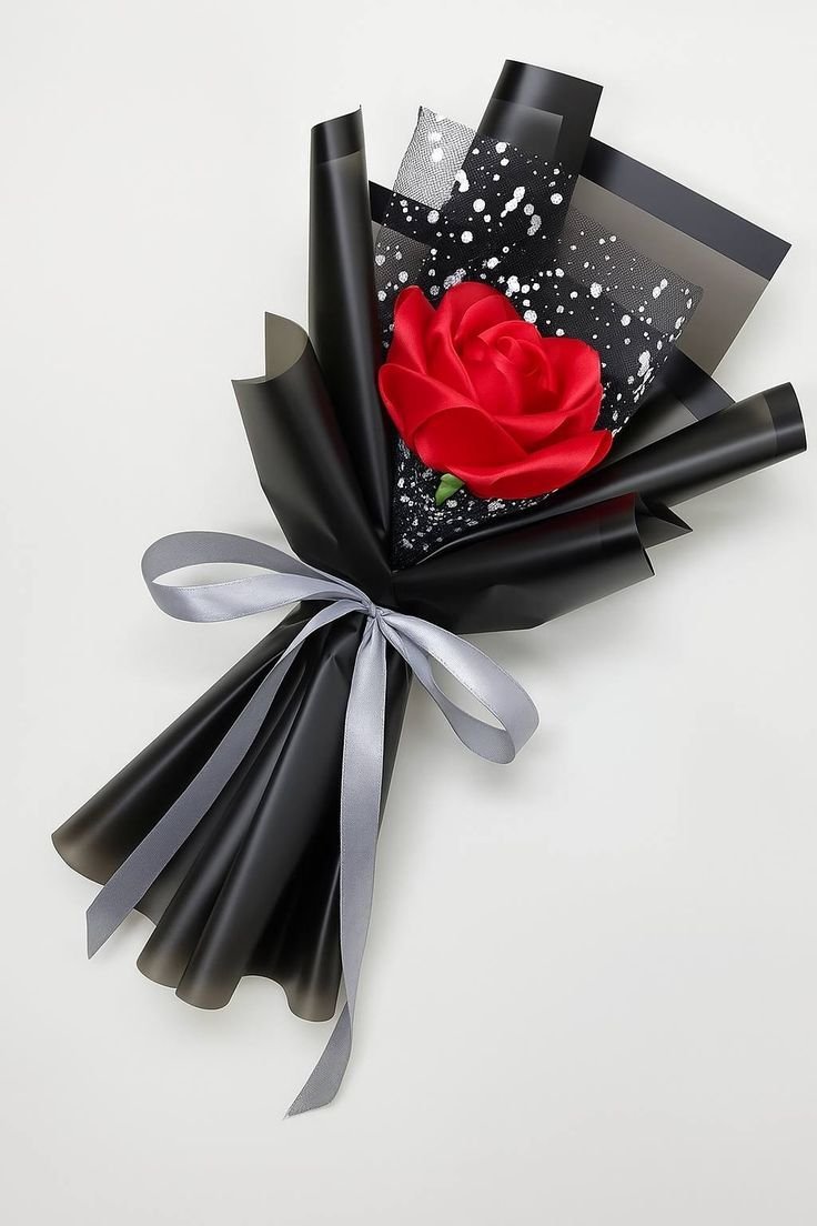 Midnight Elegance Single Rose Bouquet
