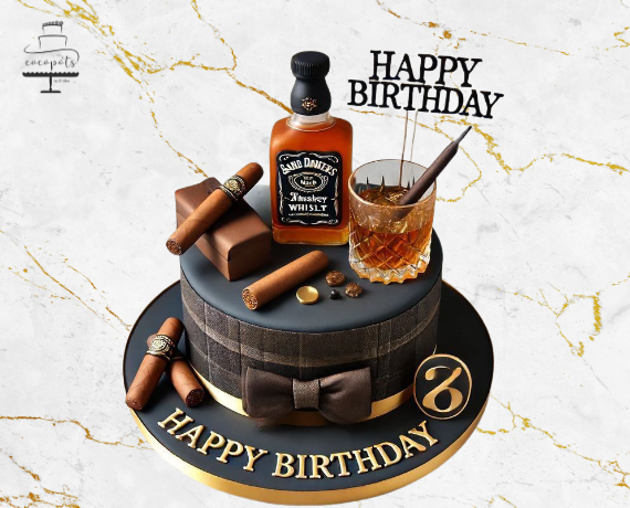 Whiskey & Cigar Theme Cake
