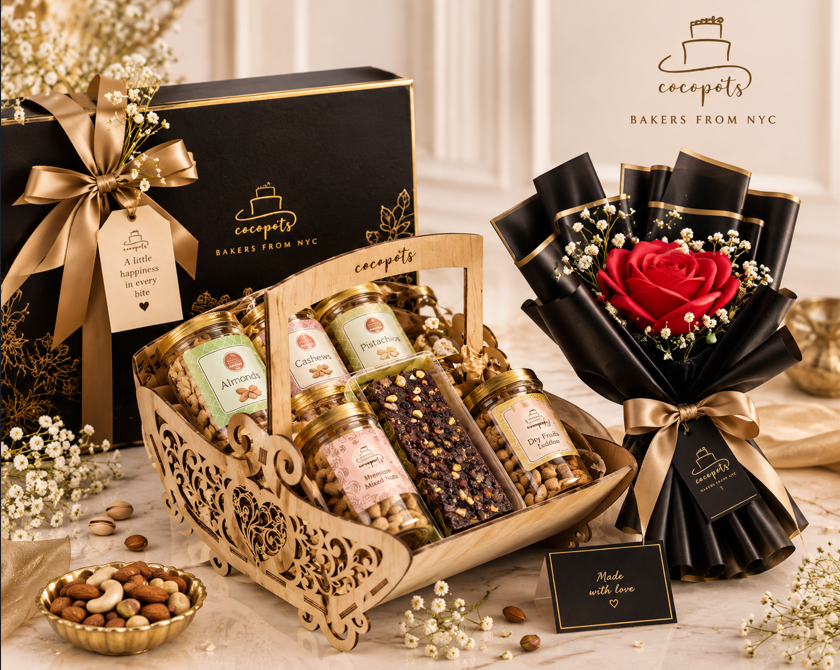 Cocopots Luxe Rose & Dry Fruit Hamper