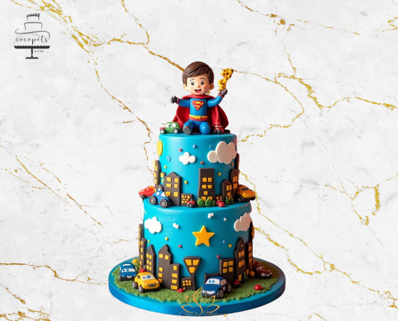 Superhero Cityscape Cake