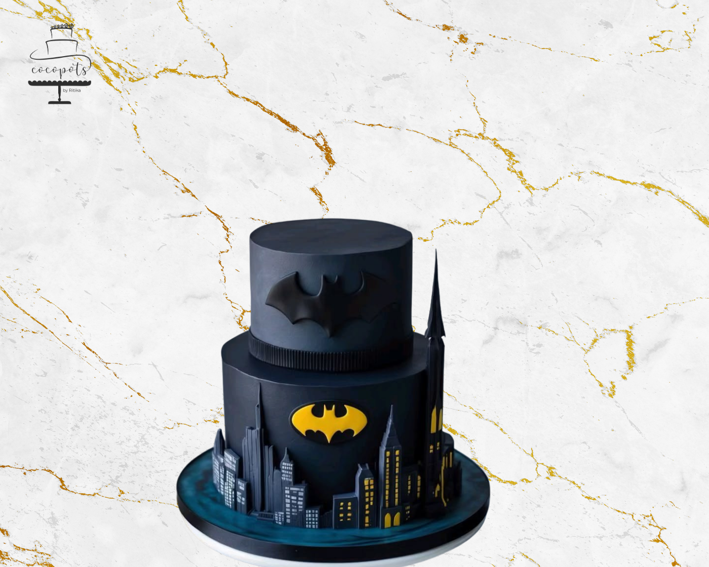 Two Tier Batman Theme Cake